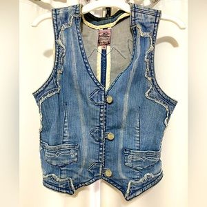 Country girl embroidered denim vest